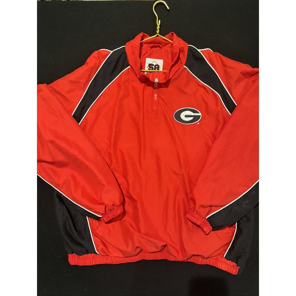 Georgia Bulldogs Red & Black 1/4 Pullover Lined Jacket 58 Sports Mens Size XXL